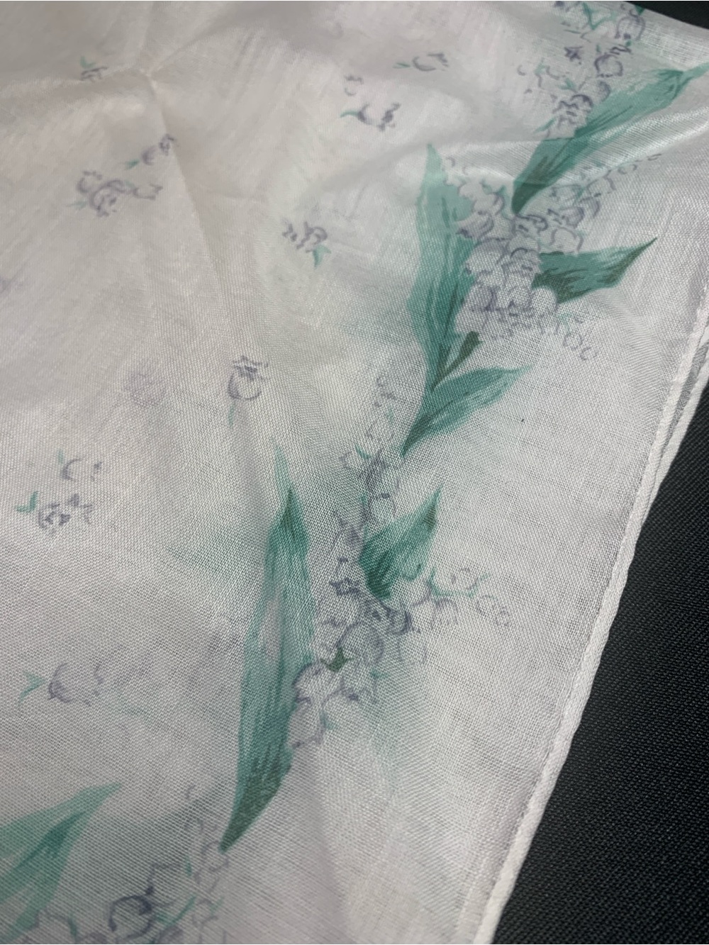 Dior Floral Mini Scarf in White and Green - Picture 2 of 16